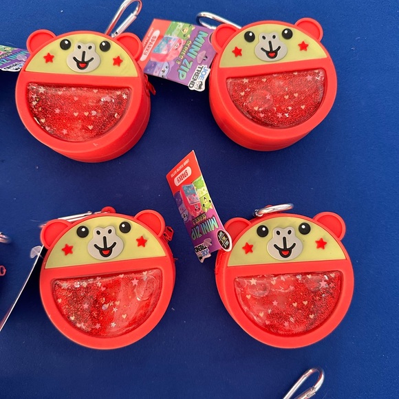 12pc Joe Trend Mini Zip Liquid Floating Glitter Zipper purse w backpack clips - Picture 2 of 12